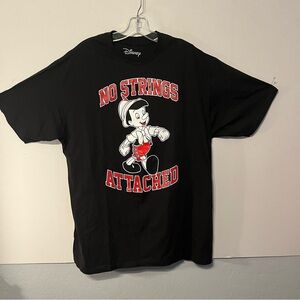 Disney Black X-Large, Pinocchio graphic T-shirt, no strings attached 100% cotton